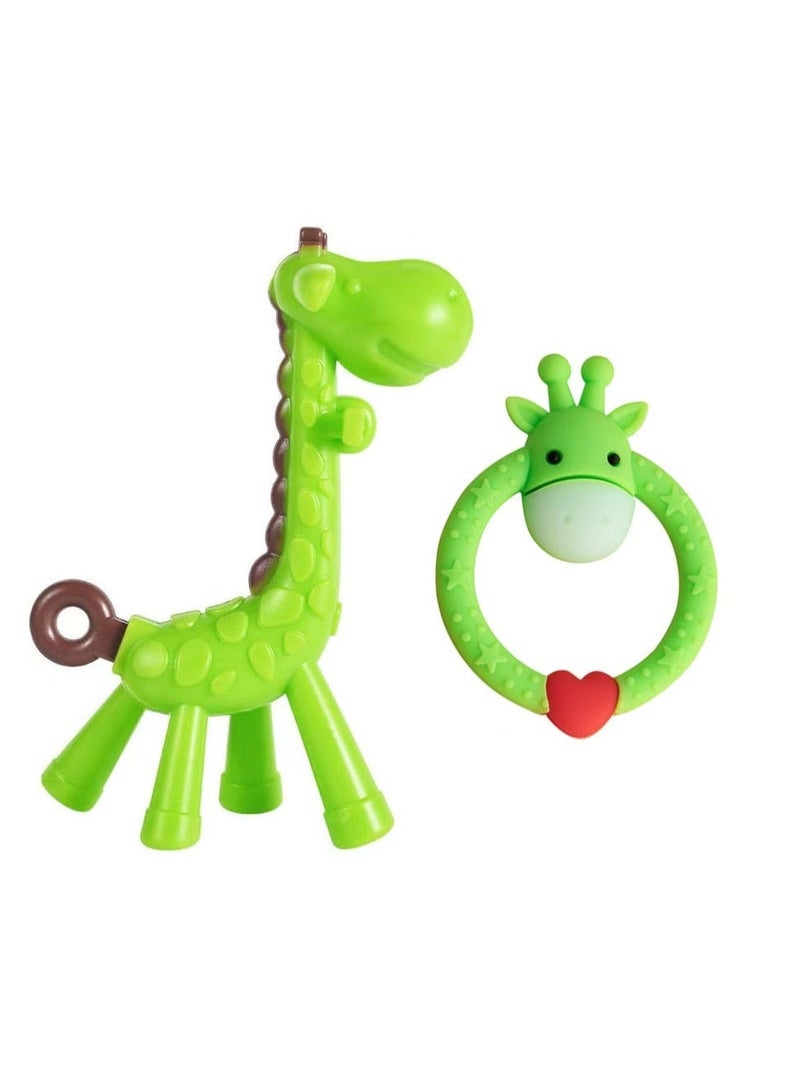 Mini treasures BPA Free Pack of 2 Baby Teething Toys Set Silicone Giraffe Shape Baby Teethers BPA Free Soothe Babies Gums for Babies Infants Toddlers Boys & Girls - Image 1